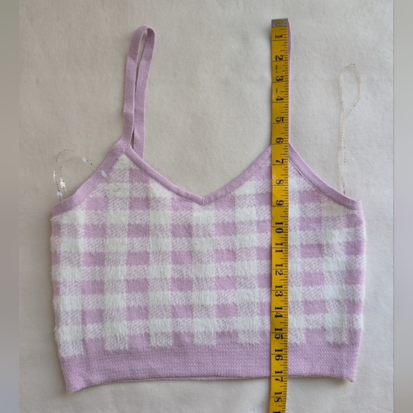 Haute Monde Women's Sweater Plaid Lilac White Two Plaid Cropped Set Size S NWT - Picture 13 of 16